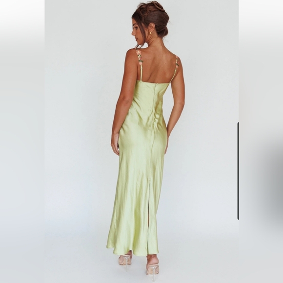 Selfie Leslie Satin Slip Dress with Floral Trim - Picture 2 of 11